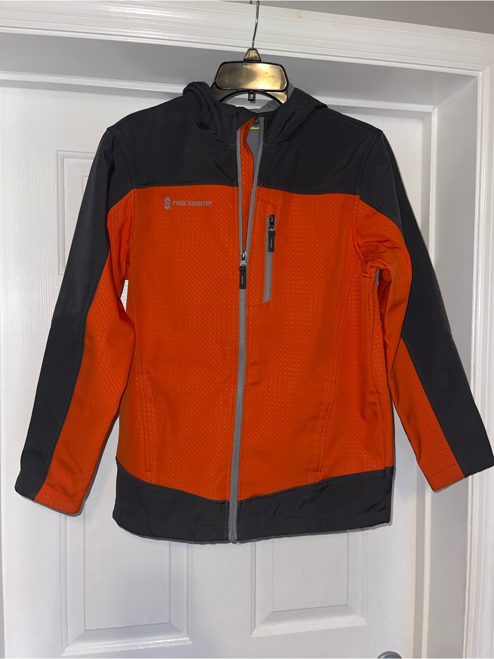 Free Country Orange and Black Kids' Hooded Softshell Jacket